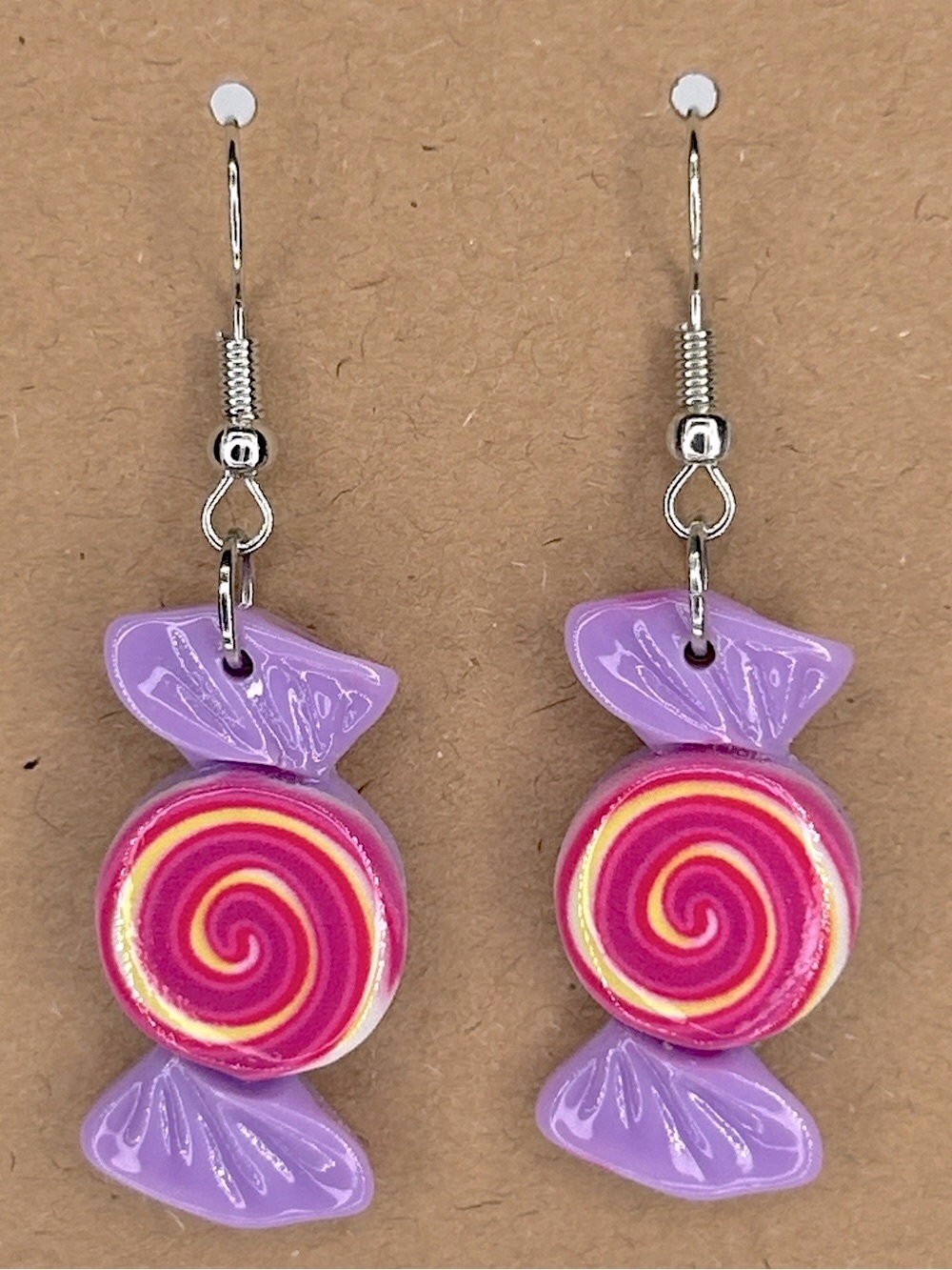 Resin Purple Candy Swirl Drop Earrings Fashion Jewelry